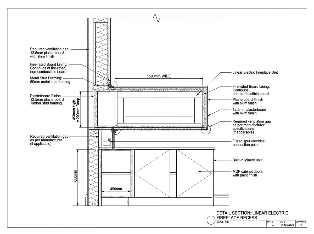 Floor-to-ceiling media wall CAD drawing, recent LV Carpentry project