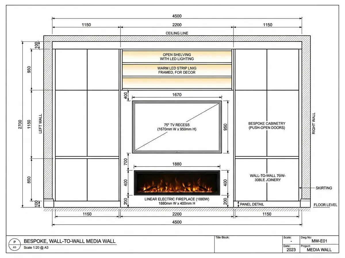 Project: Media Wall with Integrated Fireplace