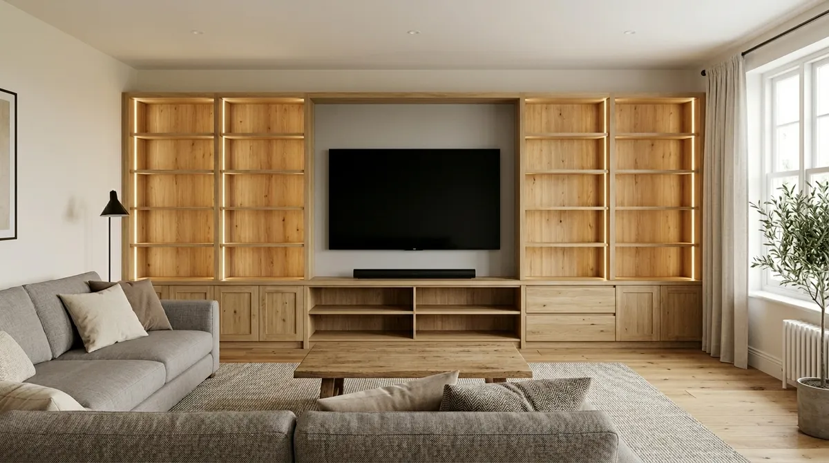 Full-Wall Oak Media Unit, Henley-on-Thames, Oxfordshire