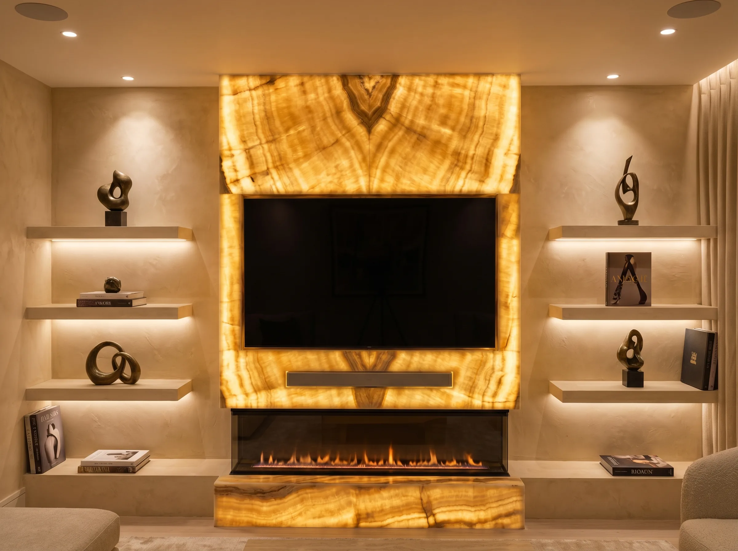Onyx Feature Wall bespoke media wall installation