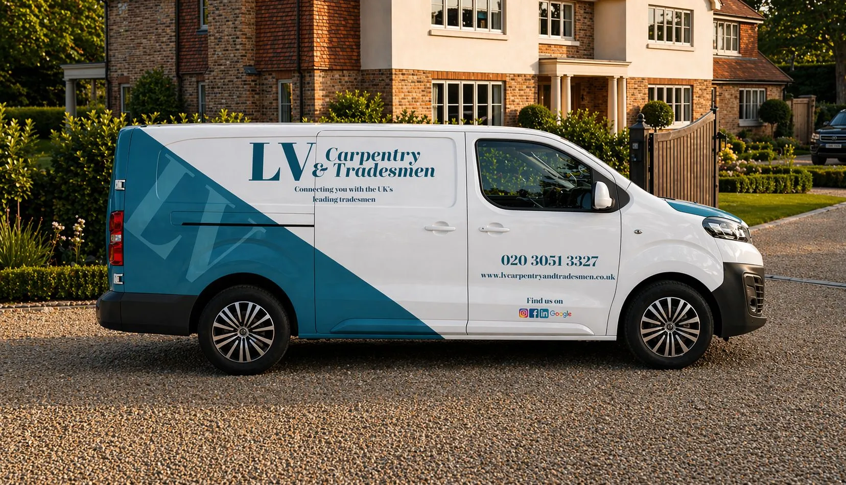 LV Carpentry branded van London Surrey