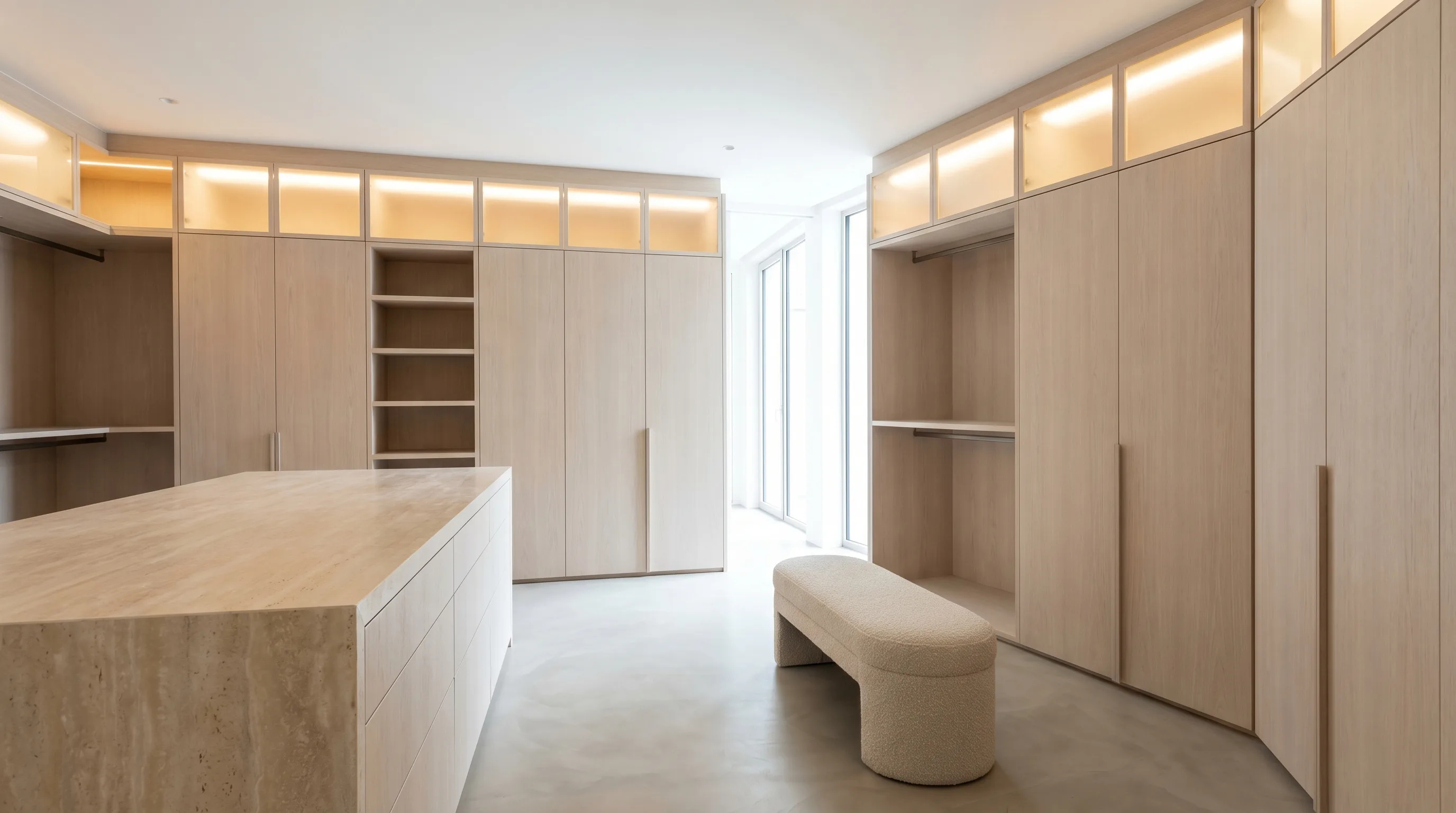 Light Oak Dressing Suite bespoke walk-in wardrobe