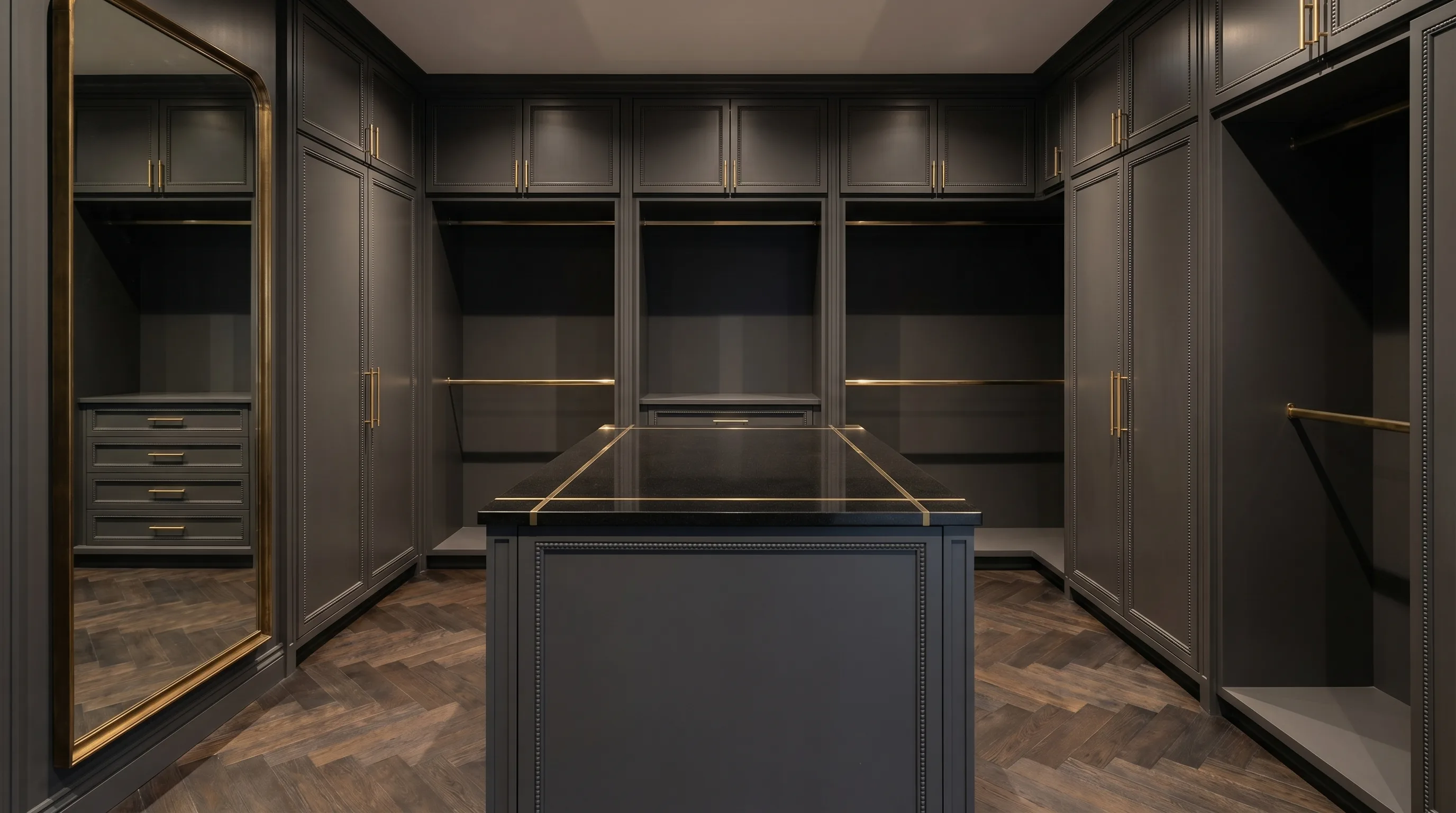 Dark Luxury Walk In bespoke walk-in wardrobe