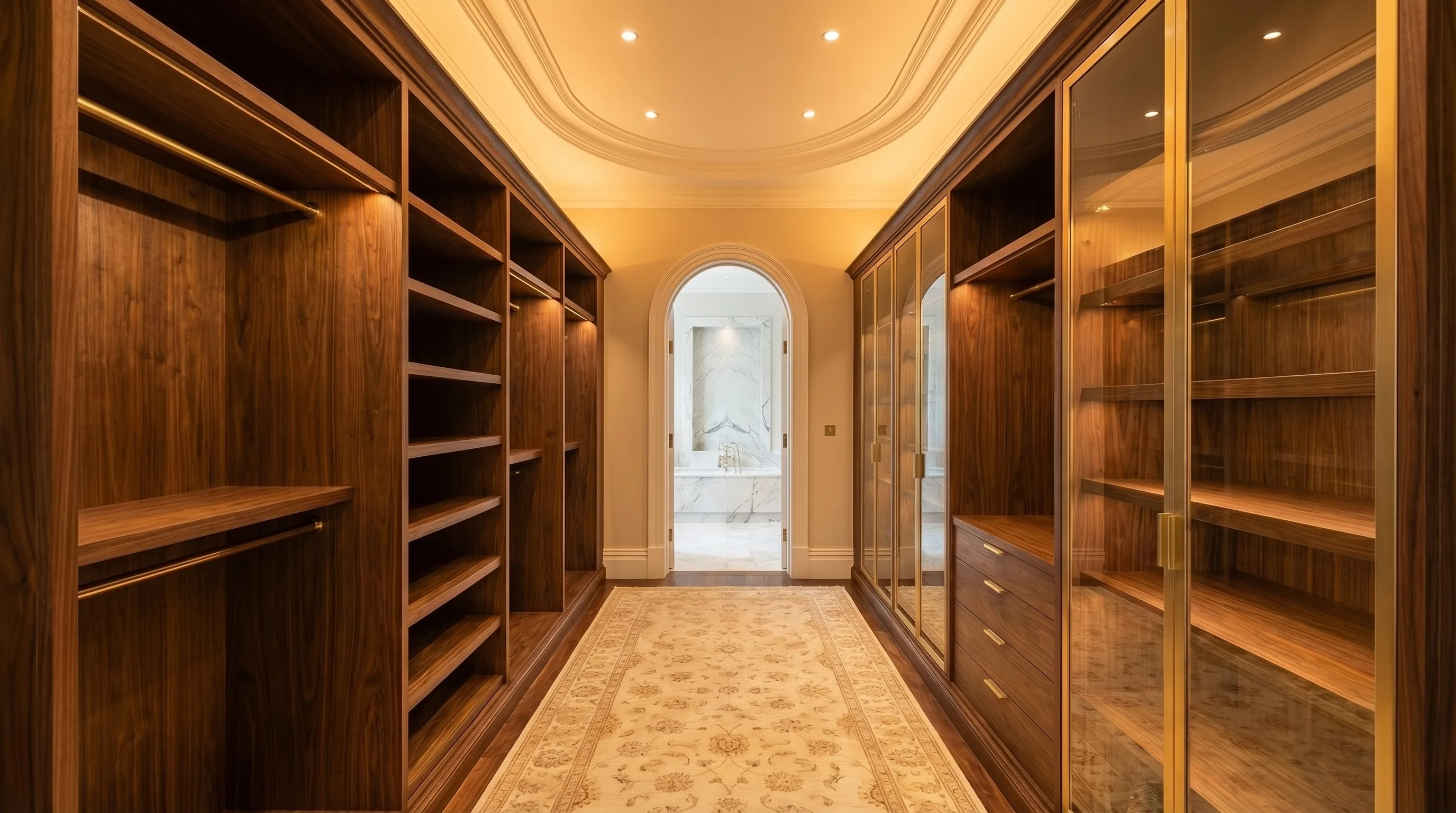 Walnut Walk In Wardrobe bespoke walk-in wardrobe